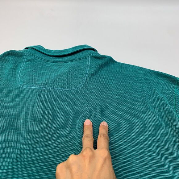 Tommy Bahama Polo Shirt Mens XL Extra Large Jade Green Space Dye Short Sleeve - Picture 9 of 11